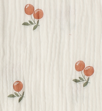 Tutina in mussola di cotone con stampa ciliegine