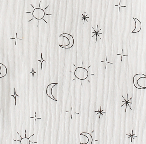 Tutina in mussola di cotone con stampa sole e luna